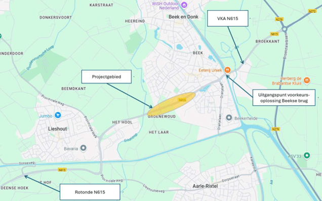Plattegrond van het projectgebied. 