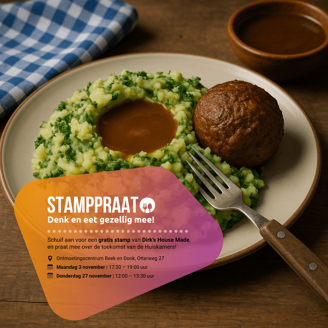 een bord met een gehakt bal met stampot