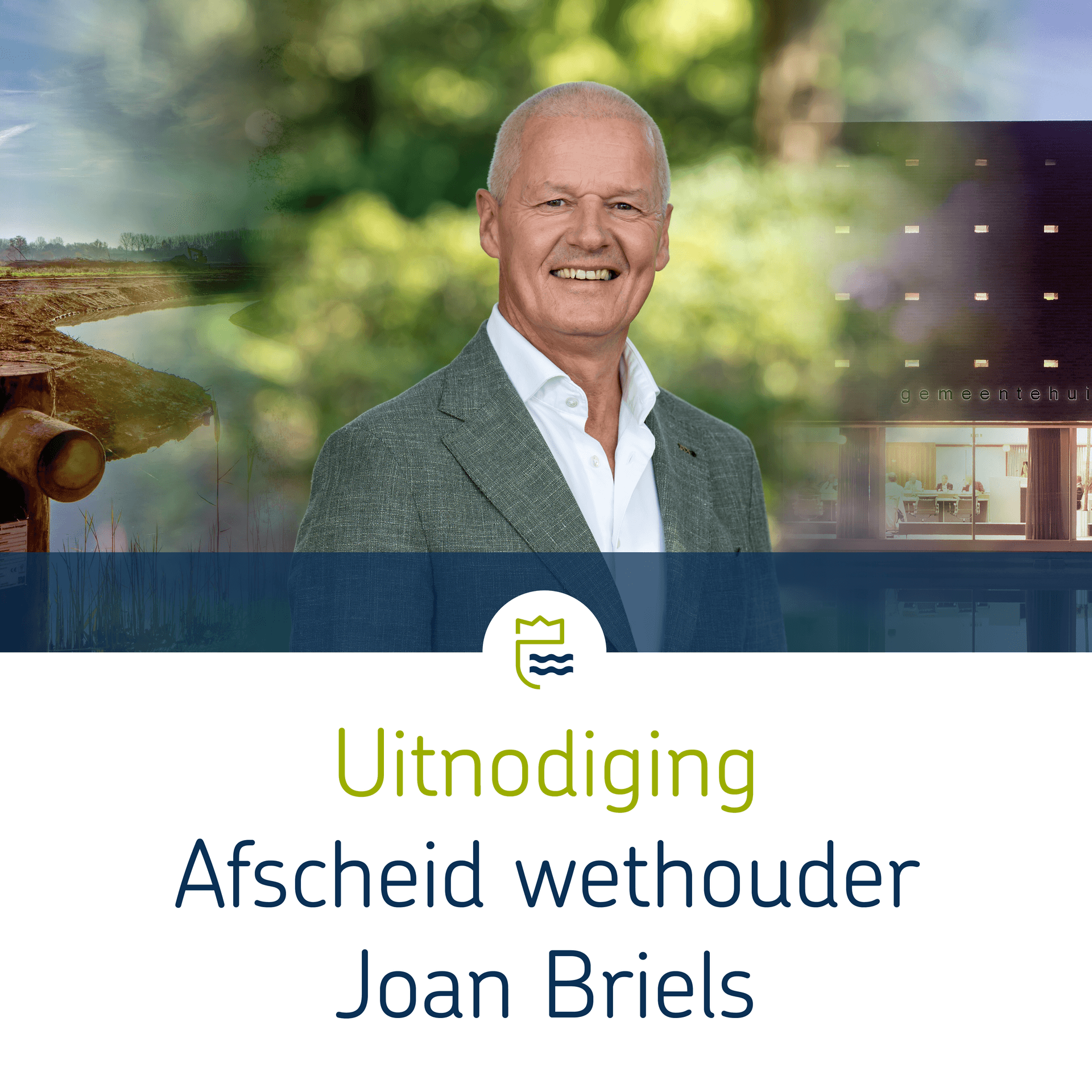 een afbeelding van de uitnodiging van het afscheid van Joan Briels